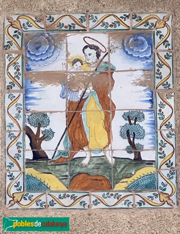 Torregrossa - Cal Ferrer. Plafó ceràmic de Sant Cristòfol