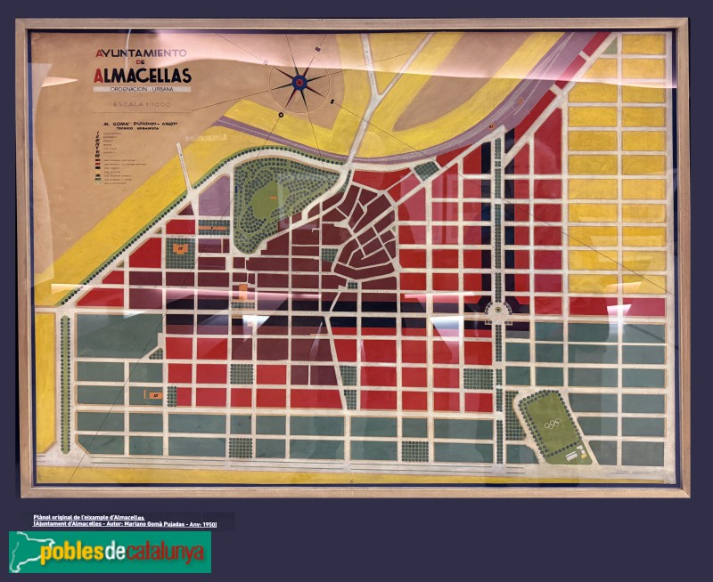 Almacelles - Museu Mas Dordal. Plànol del nucli antic, 1950