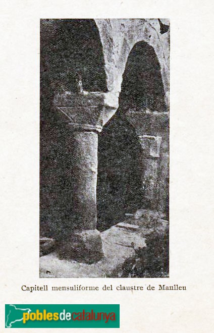 Manlleu - Església de Santa Maria. Restes del claustre. Làmina antiga