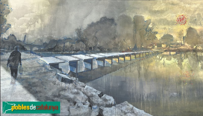 Manlleu - Mural <i>Banyar-se dos cops al mateix riu</i>