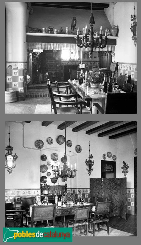 Castellbell i el Vilar - Torre Burés. Menjador (Foto: <i>Carles Fargas - Arxiu Centre Excursionista de Catalunya-</i>, c.1930) Castellbell i el Vilar - Torre Burés. Menjador